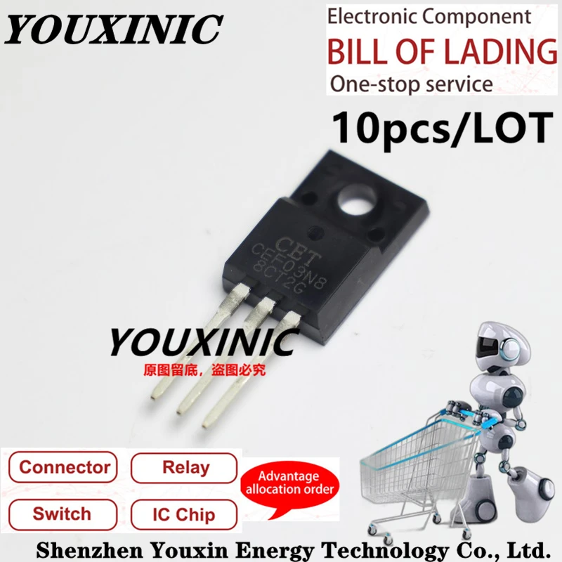 

YOUXINIC 100% Новый оригинальный CEF03N8 03N8 TO-220F N-channel MOS FET 800V 3A