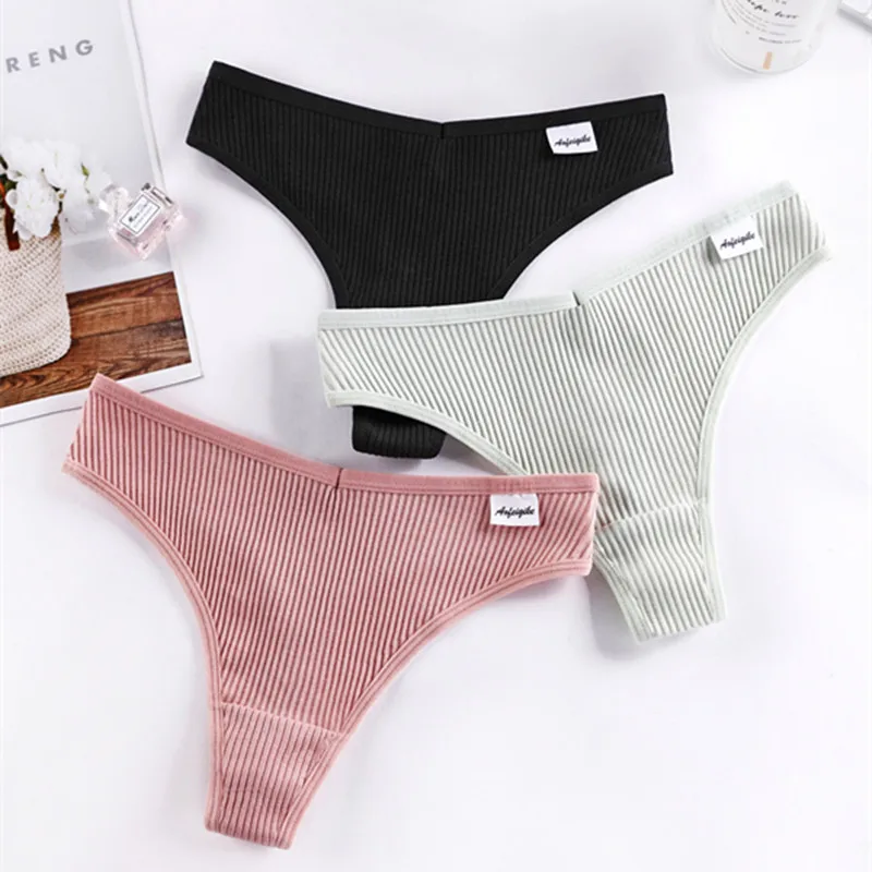 

3 шт., женские бесшовные хлопковые трусы с ремешком