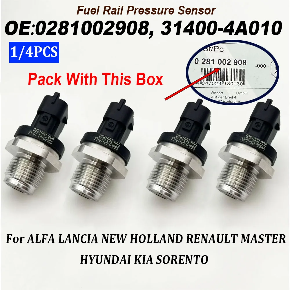 1/4 шт 0281002908 Датчик давления в топливной рампе для A-LFA ROMEO L-ANCIA LYBRA R-ENAULT MASTER H-YUNDAI 314004