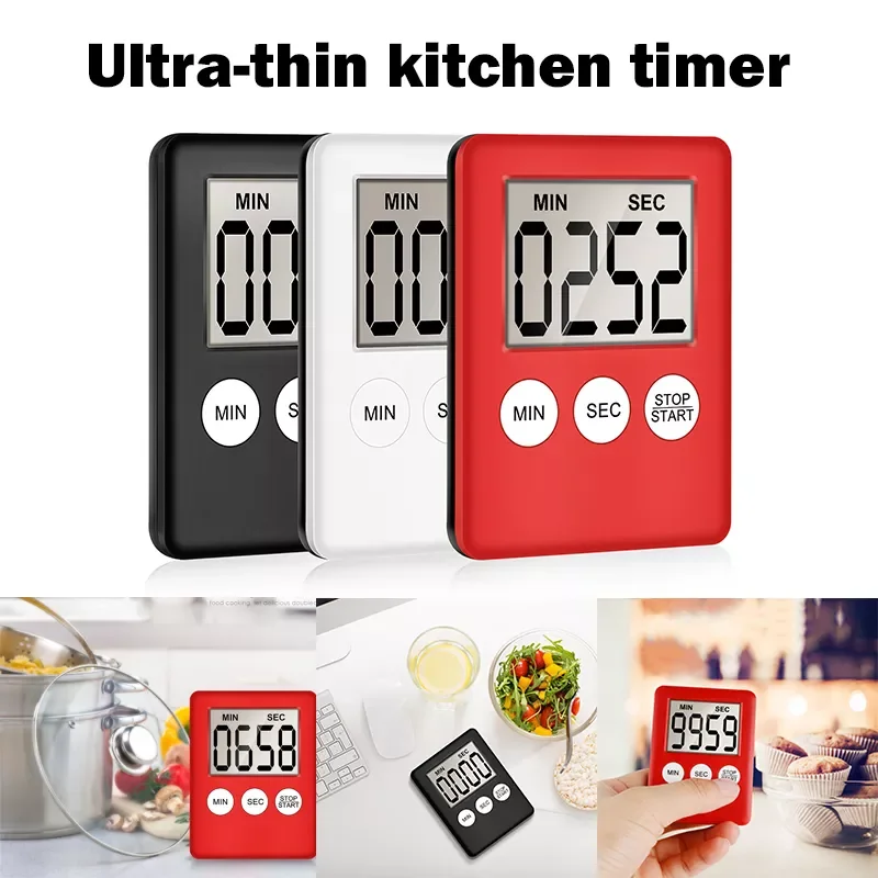 

2022New Super Thin LCD Digital Screen Kitchen Countdown Timer Magnet Clock Sleep Stopwatch Clock Timer Temporizador Clock dropsh