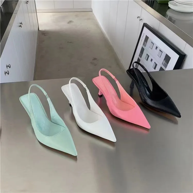 

Luxurious Designer ZA 2022 Summer The New Women's Sandals Fashion Wild Pointed Stiletto Back Empty Baotou High Heels Shoes