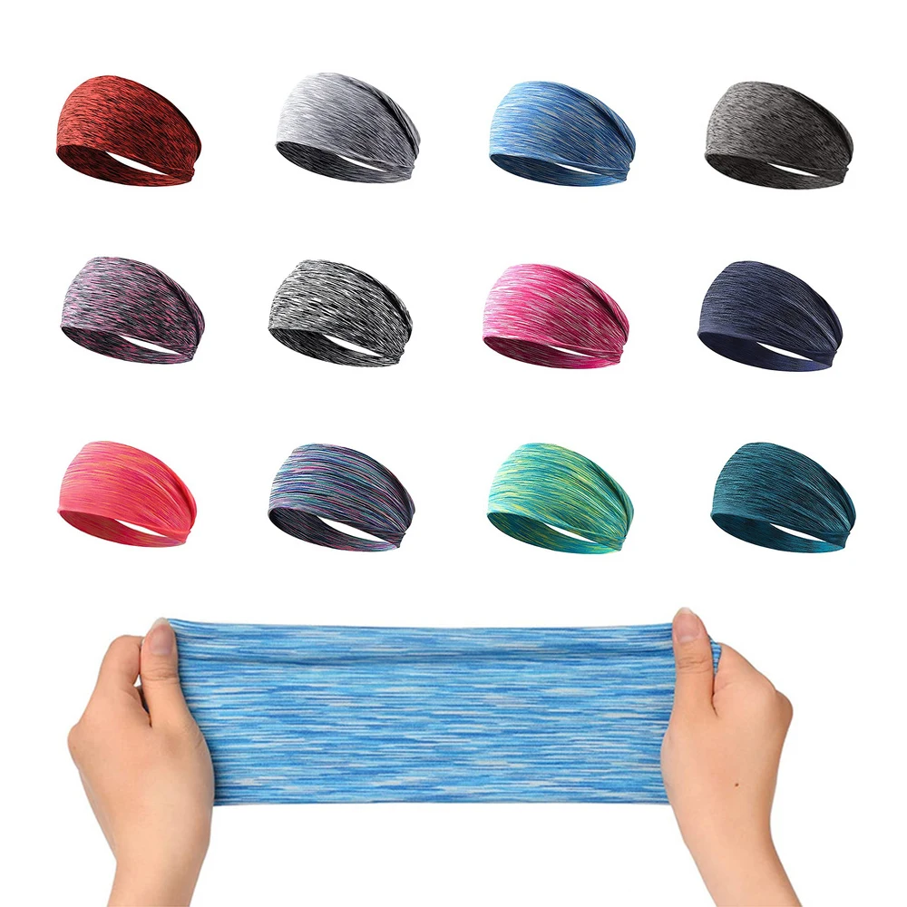 

12 Color Fashion Sports Headband Wide Elastic Yoga Hair Bands Running Fitness Headwear Women Turban Head Warp Hairband Sweatband