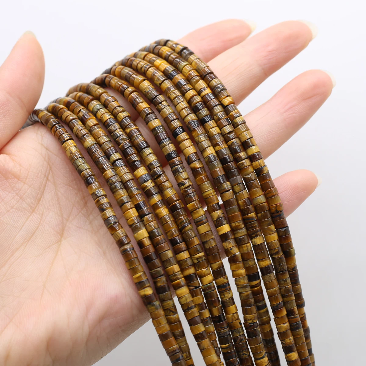 

Natural Stone Faceted Cylindrical Beaded Tiger Eye Stone Crafts Jewelry Making DIY Necklaces Bracelet Accessories Gift 38cm
