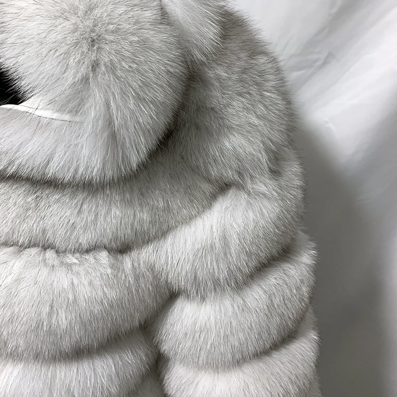 Real Fox Fur Crop Coat With Hood Women Natural Fur Hoodie Jacket With Zipper Winter Warm Thicken Temperament Outwears For Women