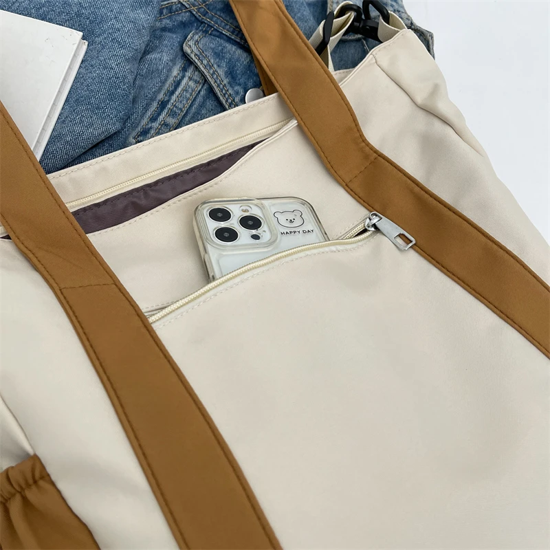 Японские и корейские холщовые сумки через плечо для женщин вместительные