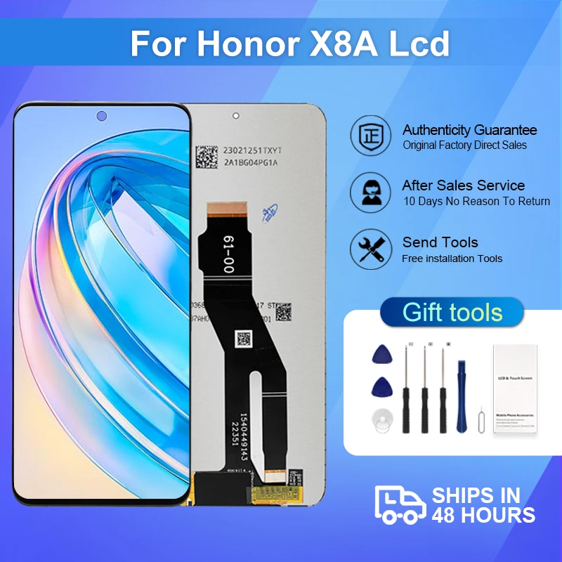 

Brand New 6.7 Inch Display For Huawei Honor X8A Lcd Touch Panel Screen Digitizer CRT-LX2 CRT-LX3 CRT-LX1 Assembly With Frame