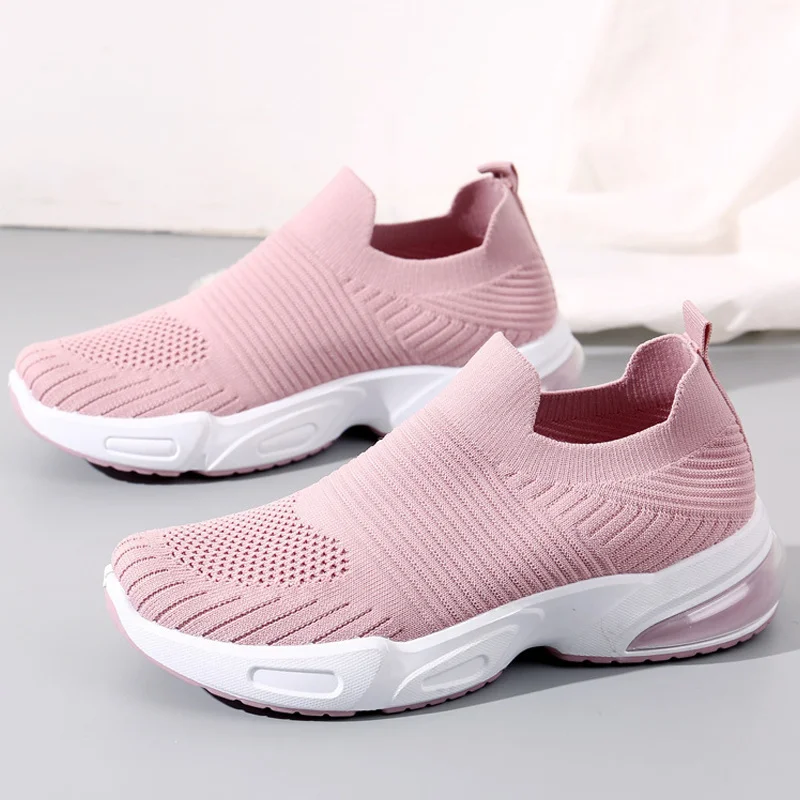 

New Women Shoes Comfort Casual Slip-on Mesh Shoes Woman Sneakers Breathable Flats Running Sports Shoes Female Solid Shoes Ladies