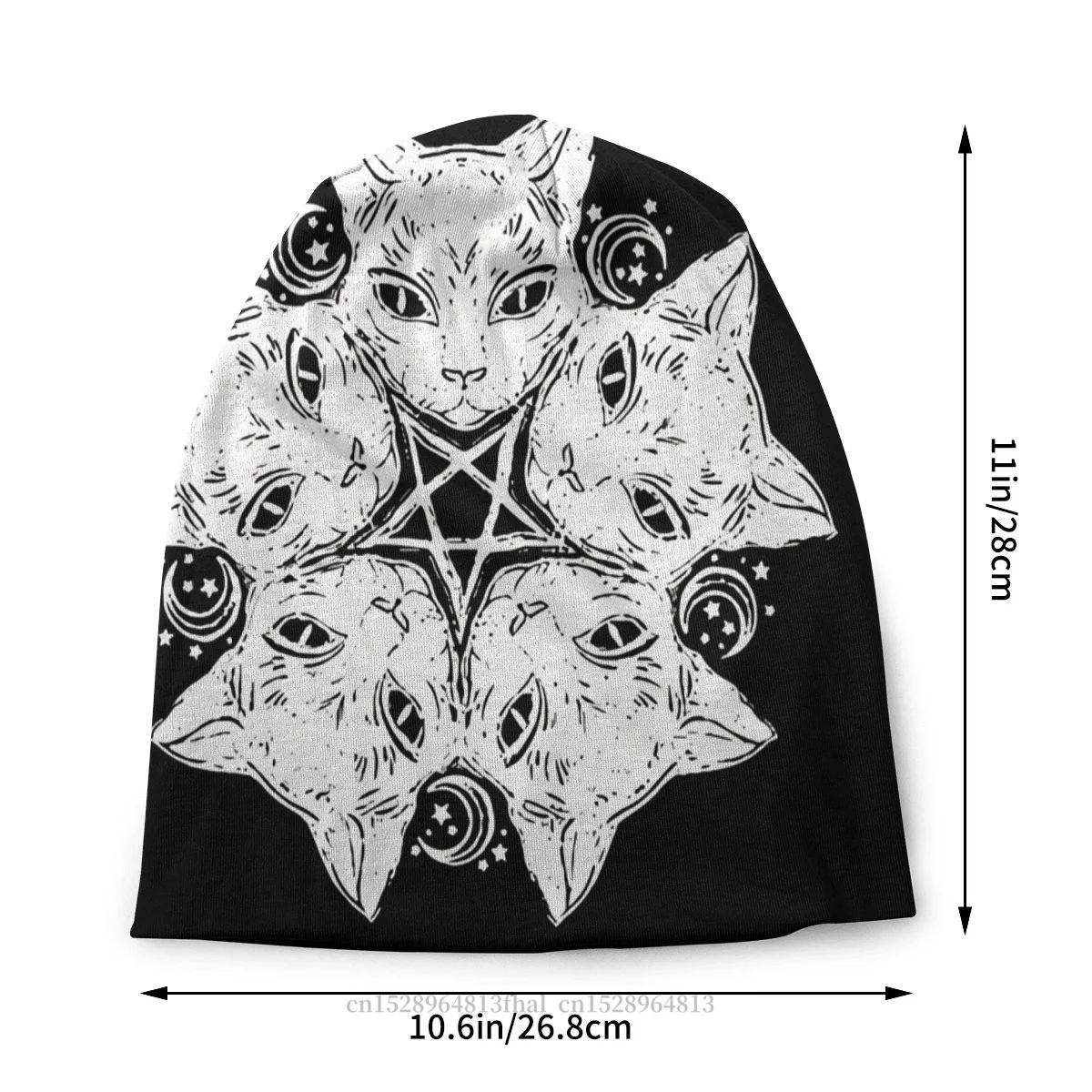 Шляпа шапки Готическая тонкая шапка для мужчин и женщин с котом пентаграммой