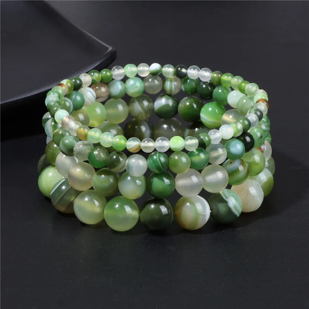 4/6/8/10мм Браслеты Рейки Записи Чакры Женщины Мужчины Агатовый Камень Бусинный Эластичный Браслет Целительный Браслет Йога Вечеринка Модные Украшения