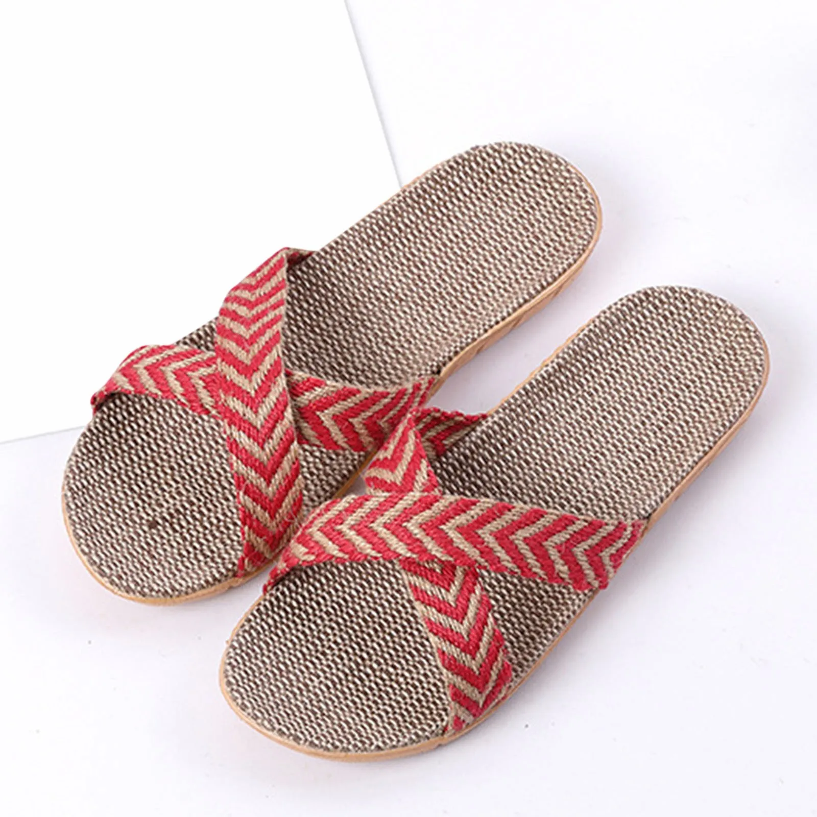 

2022 New Solid Color Linen Slippers Women Non-Slip Breathable Fashion Home Sandals And Slippers Summer Female Beach Slippers