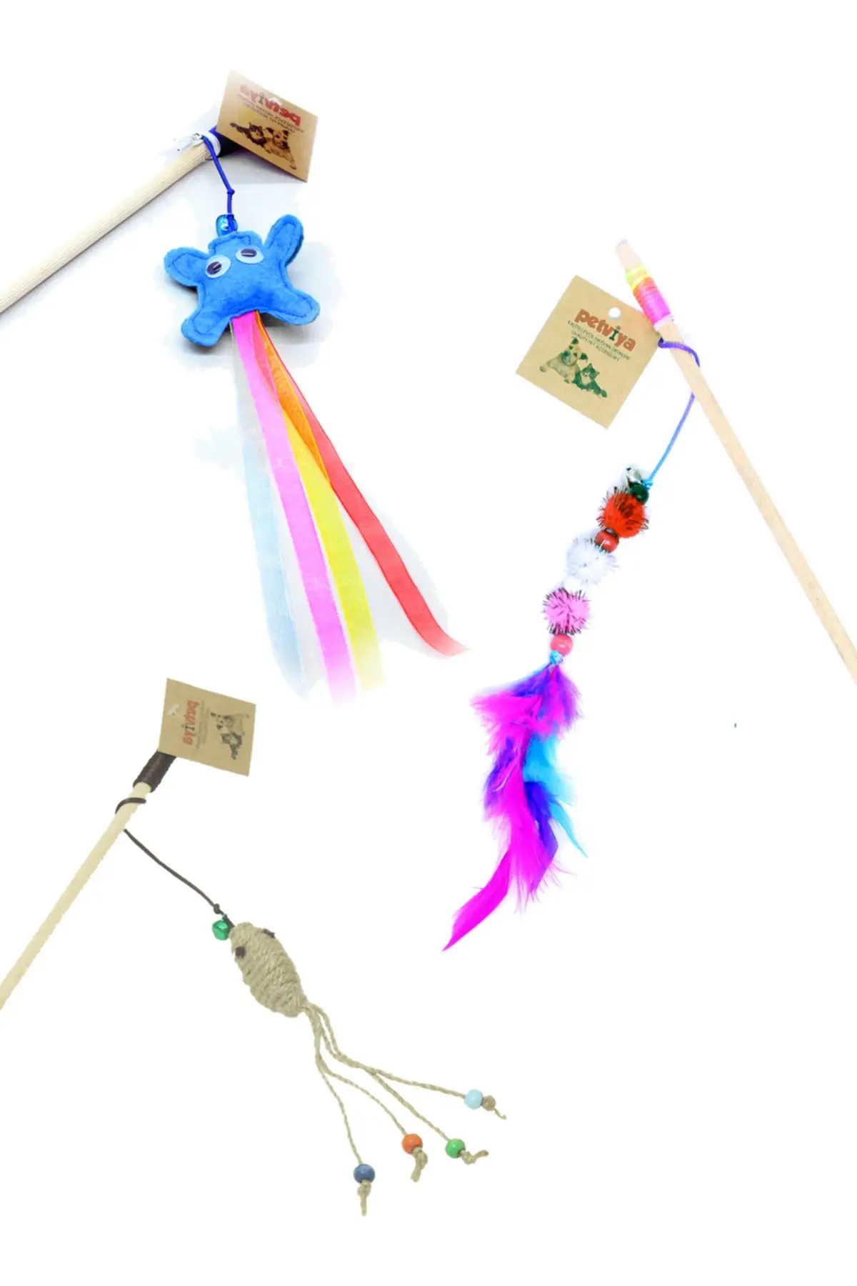 

Pets Cats Toys 3 PSC. Cat fishing rod toy - 3 fishing rods multiple 50 cm
