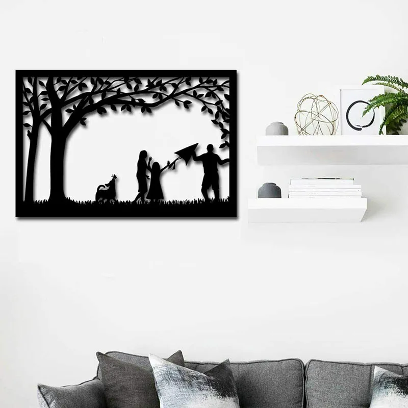 

Family Tree Metal Wall Art Happy Loving Family Wall Silhouette Metal Wall decor Home Living Room Interior Decoration Metal Art