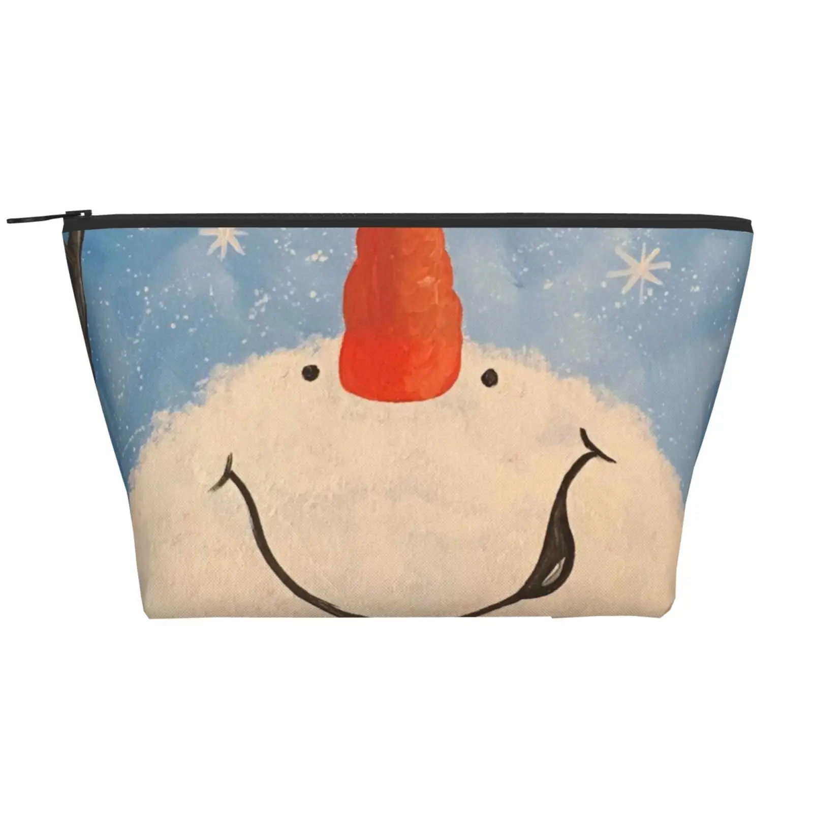

Snowman Winter Makeup Organizer Trapezoid Daily Storage Bag Polyester Christmas Holiday Vacation Gift Portable