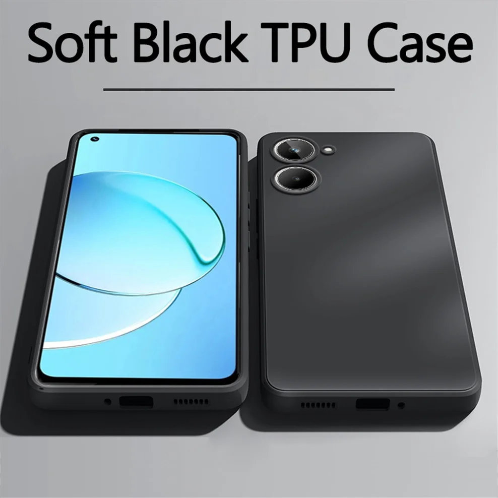 

realme-10 case, black tpu case for realmi 10 5g soft anti-shock back phone cases realme10 pro plus cover realme 10pro+ case