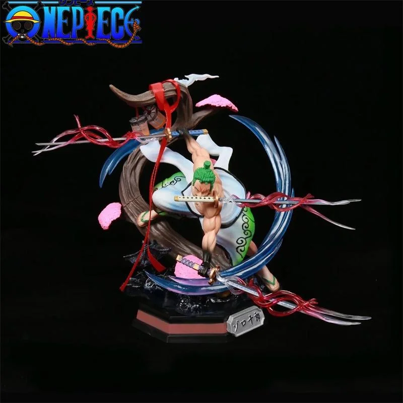 

One Piece GK Wano Country and Tiger Zoro Kimono Three-Knife Flow Can Glowing Figure Boxed Ornament PVC Anime Toys