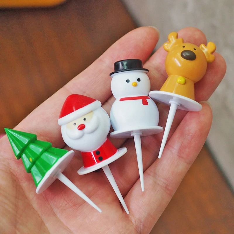 

Christmas Fruit Fork Food Grade Plastic Mini Cartoon Kids Cake Fruit Toothpick Bento Lunch Bento Party Decoration