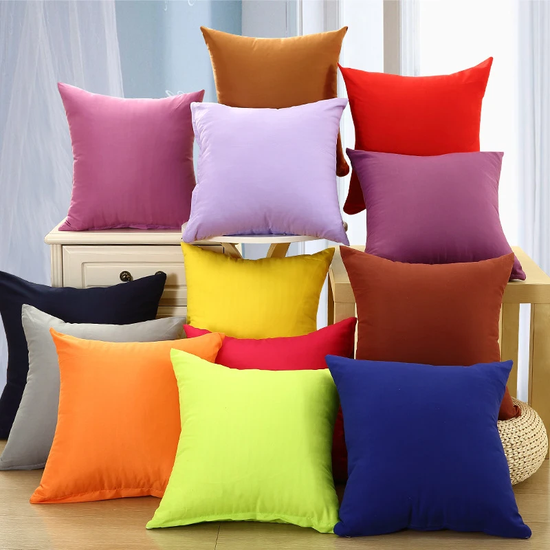 

Candy Color Pillow Case Cotton Pillowcase Sofa Cushion Cover Bed Head Pillow Office Chair Pillow Waterproof Anti-Dirty 40x40cm