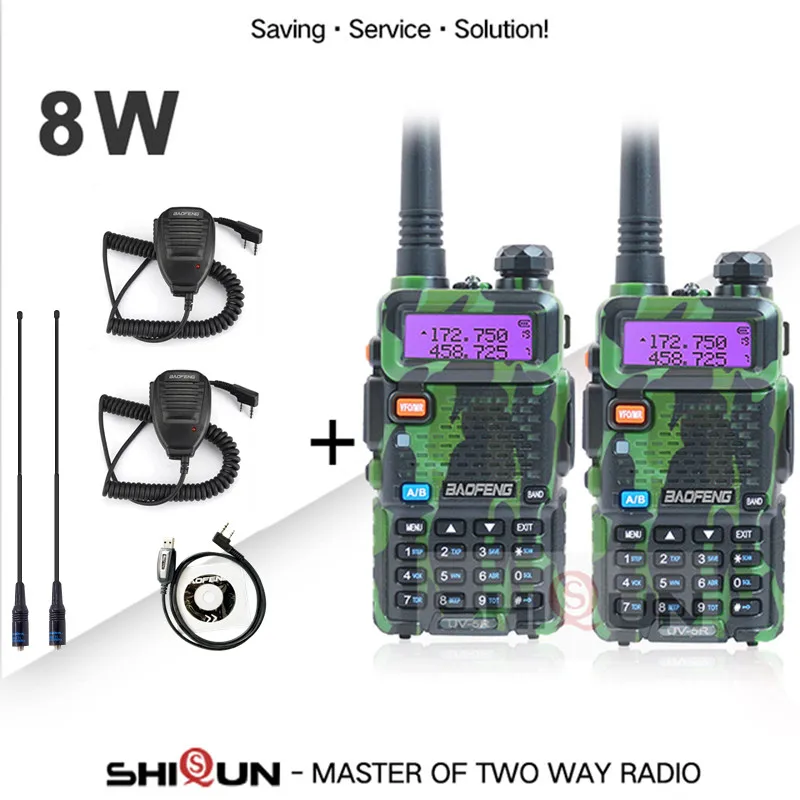 2PCS Baofeng UV-5R 8W Camo Walkie Talkies Dual Band UV5R Ham Radios UHF/VHF Two Way Radios Long Range 10KM  Tri-Power Band