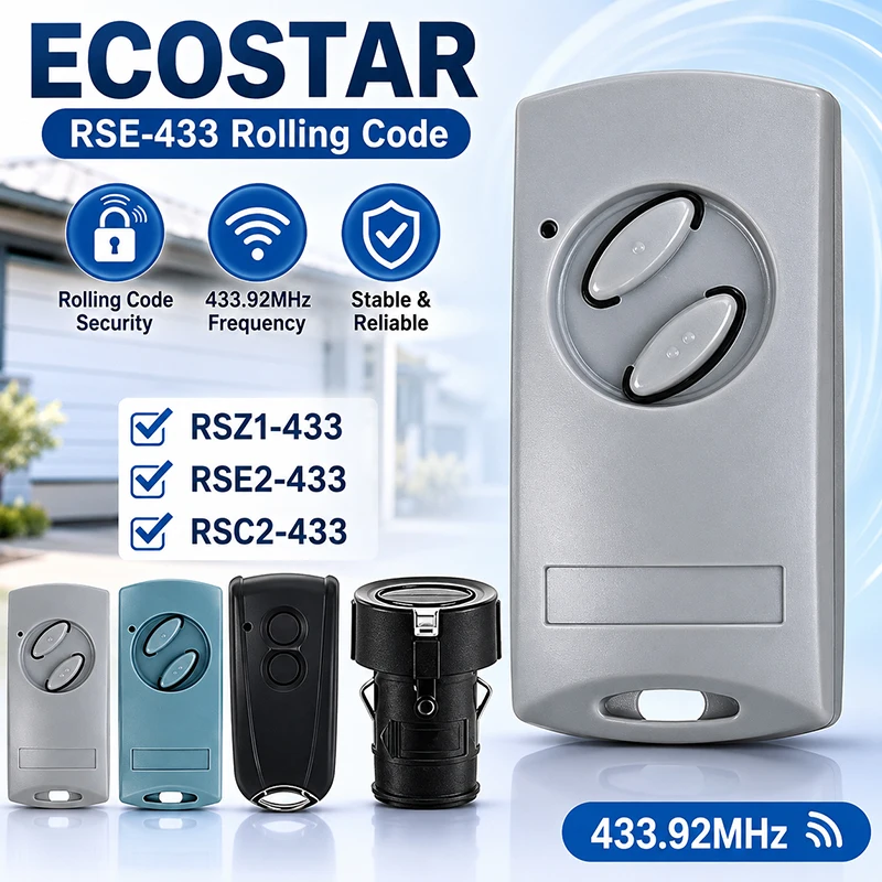 Фото 1–20 шт. Пульт дистанционного управления для гаражных ворот Ecostar RSC2 RSZ1 RSE2 (433 МГц) — для приемников Liftronic 500, 700, 800 и Portronic D5000, D2500, S4000 №1