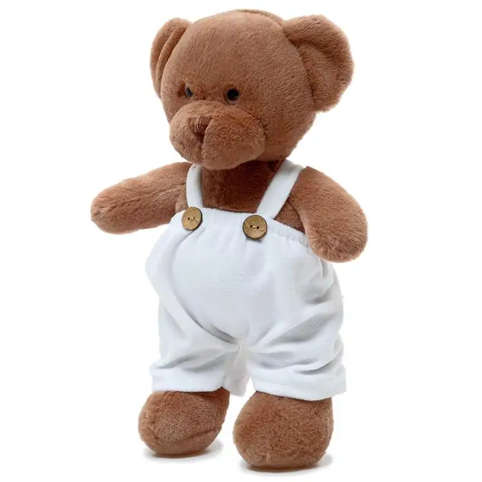 Мягкая игрушка Мишка Аха Шоколад в белом комбинезоне 33 см Unaky Soft Toy |