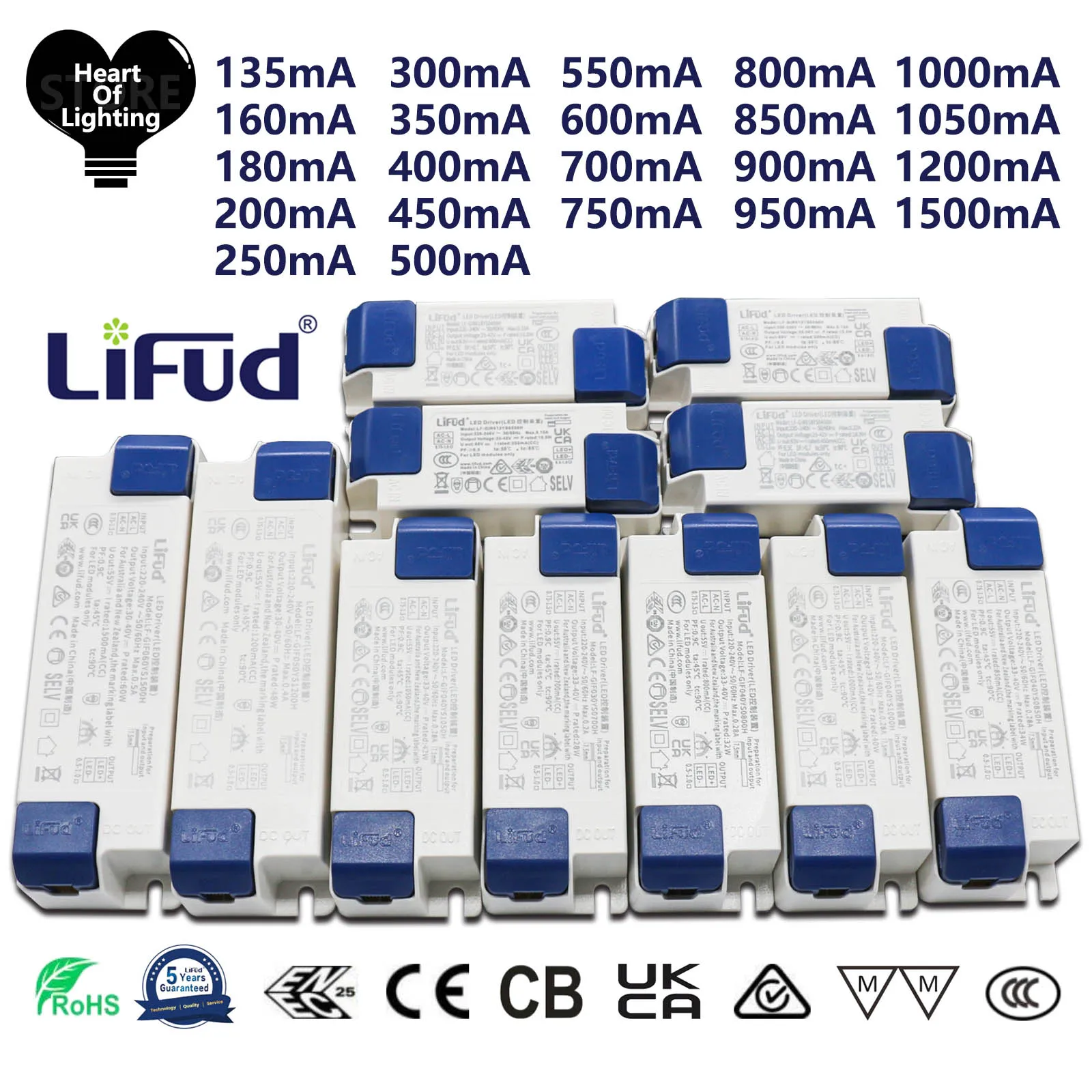 LiFud светодиодный драйвер без мерцания 25-42В/33-40В 135-1500мА