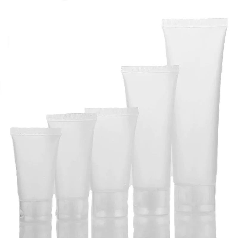 

50pcs/lot 15ml 20ml 30ml 50ml 100ml Frosted Clear Plastic Soft Tubes Empty Cosmetic Cream Emulsion Lotion Packaging Containers