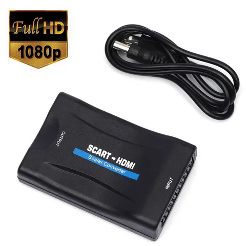 Высококлассный преобразователь 1080P SCART в HDMI для аудио и видео Scart адаптер для HD TV DVD для Sky Box STB Plug and Play с кабелем постоянного тока