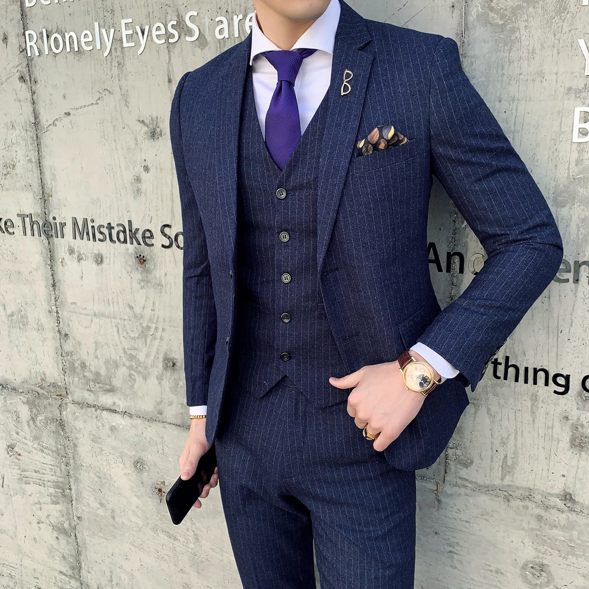 

(Jacket+Vest+Pants) Slim Fit Male 3 Piece Wedding Dress Suits Set Men Business Casual Wedding Blazers Groomsman Wear Tuxedo 3XL