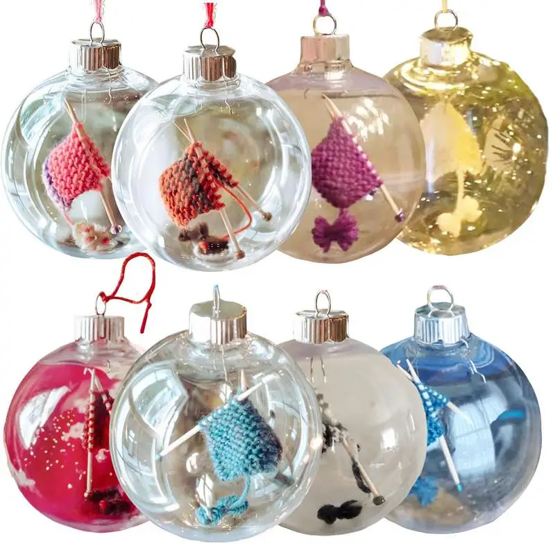 

Knitting Christmas Tree Ball Decor | Knitting and Crocheting Decorative Ball Ornament with Hanging Hoop | Crystal Clear Holidays