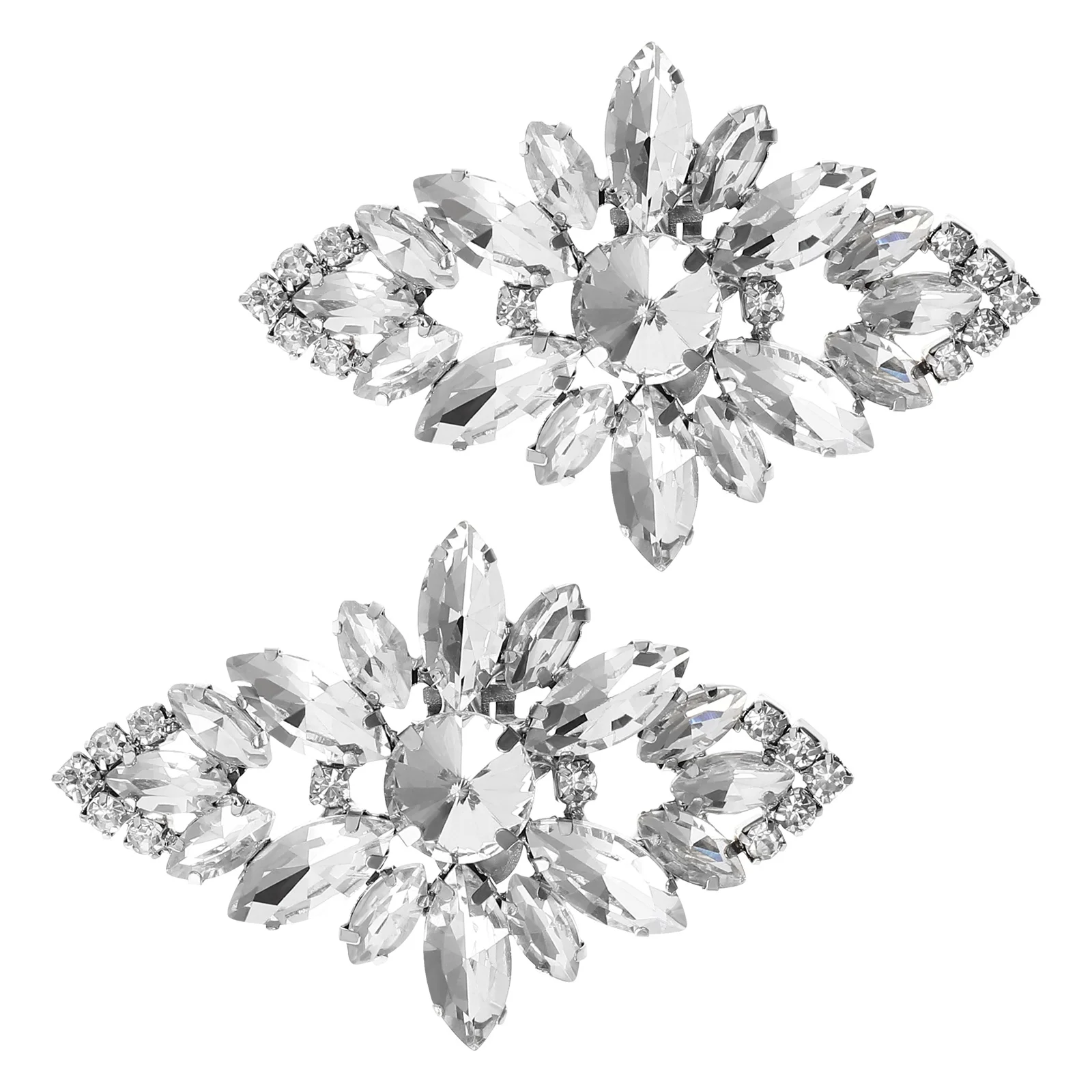 

2 Pcs Bridal Shoe Decorations Women Ornaments Rhinestone Buckles Accessories Rhinestones Clips Wedding Heels Crystal Flowers