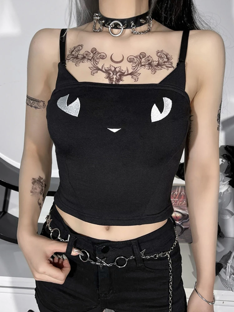 Женский короткий топ с открытой спиной черный летний без рукавов вышивкой |