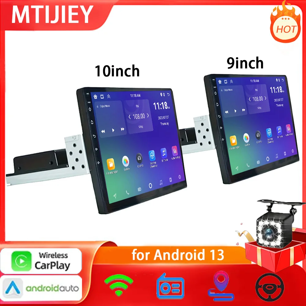 Универсальный Автомобильный Мультимедийный Видеоплеер 9/10 Дюймов 1 DIN Android 13 С CarPlay