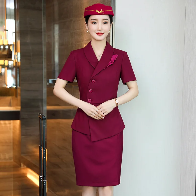 

Stewardess Uniform Business Suit Female Temperament Beauty Salon Technician Hotel Front Desk Reception Jewelry Salesman Labor Su