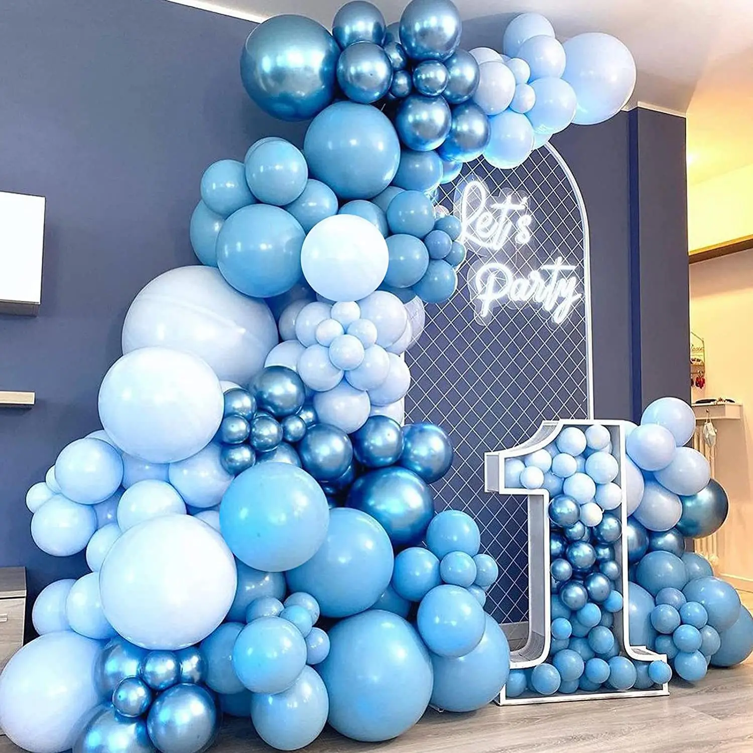 

Набор синих воздушных шаров-макарон, цепочка, свадебная гирлянда, набор для украшения дня рождения, вечеринки, композиция, латексные воздуш...