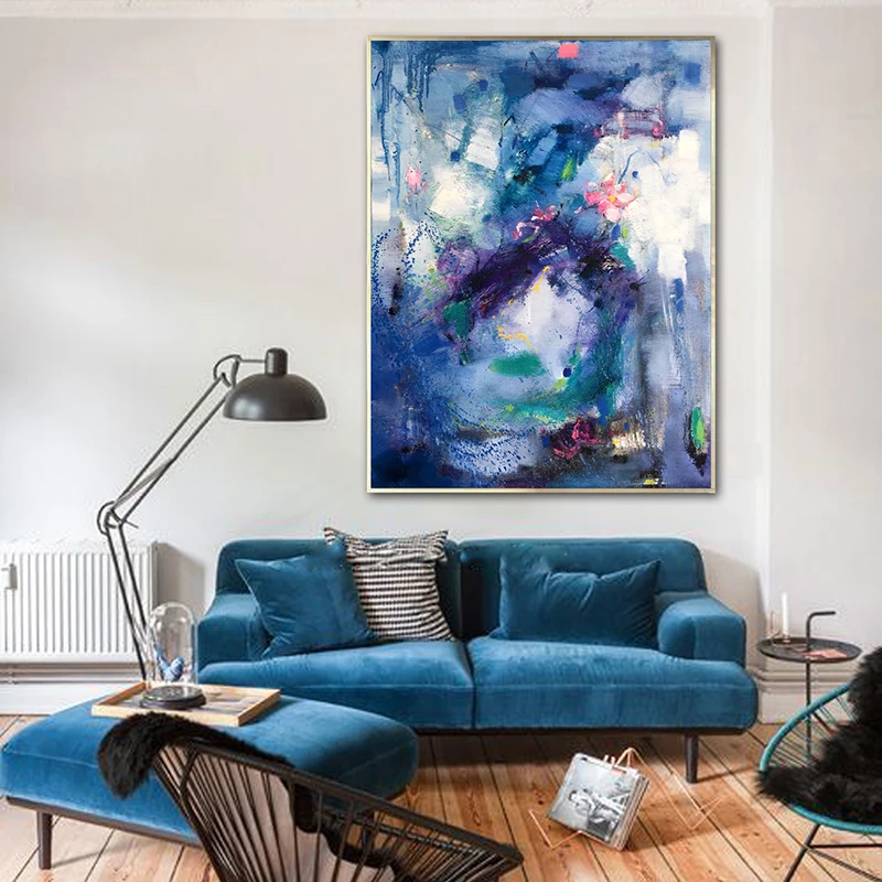 

Большая настенная Абстрактная живопись на холсте, современное искусство, толстые слои текстуры, Оригинальная Живопись, украшение для гости...