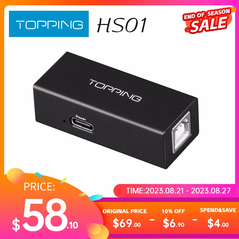 

TOPPING HS01 USB 2.0 High Speed Audio Isolator Compatible with High-res Audio Transmission Low latency