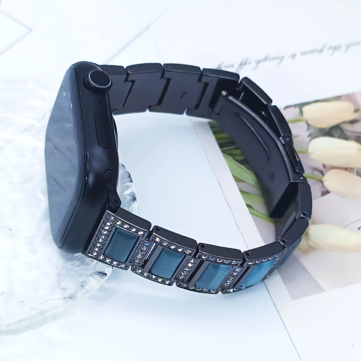 Фото Ремешок со сверкающим камнем для Apple Watch S10 42 мм 46 мм 45 мм 987 44 мм 654 41-38 мм 321 Элегантный женский ремешок для iWatch Ultra 49 мм №2