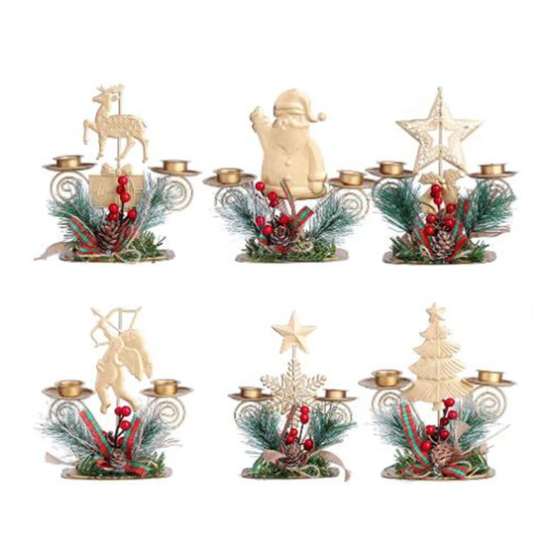 

Christmas Wrought Iron Style Lantern Candle Holder Dining Table Home Decoration Ornaments Metal Crafts Pendant