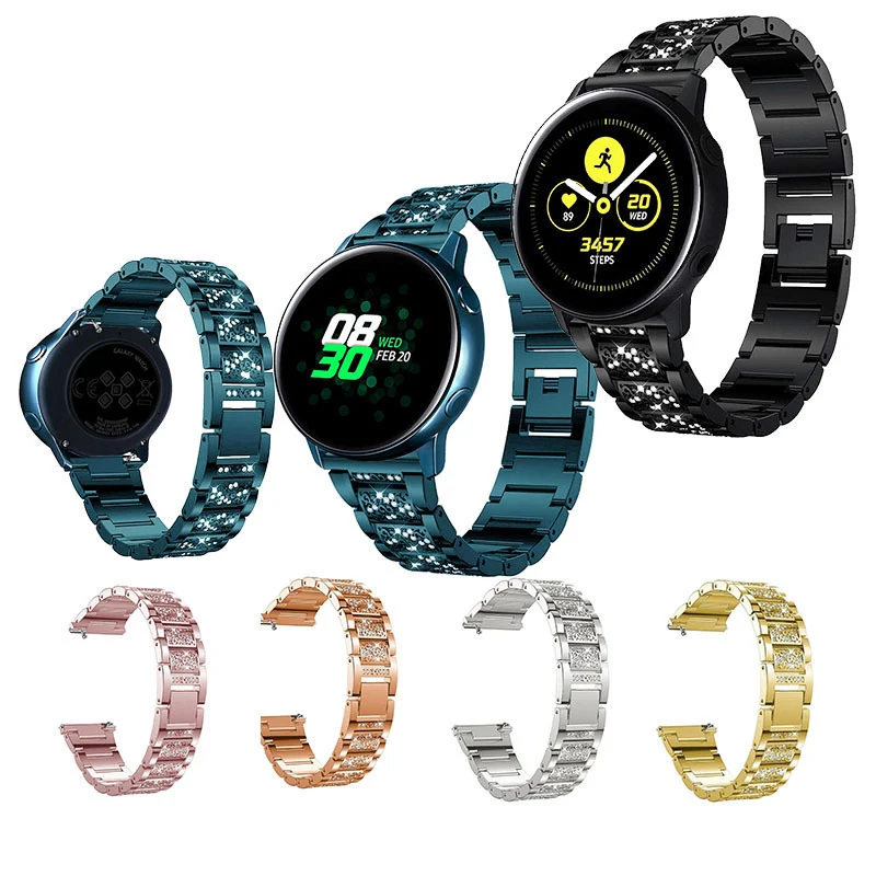 

Fashion Stainess Steel Metal Diamond Watchband For Garmin Vivoactive Vivomove 3 Music HR Luxe Style Watch Replacement Bracelet