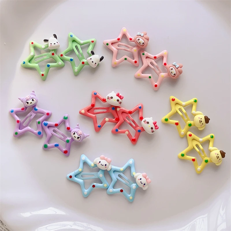 

12Pcs Sanrio Hello Kitty Hairpin Kawaii My Melody Kuromi Cinnamoroll BBClip Cartoon Women Girls Hair Accessories Barrettes Gifts