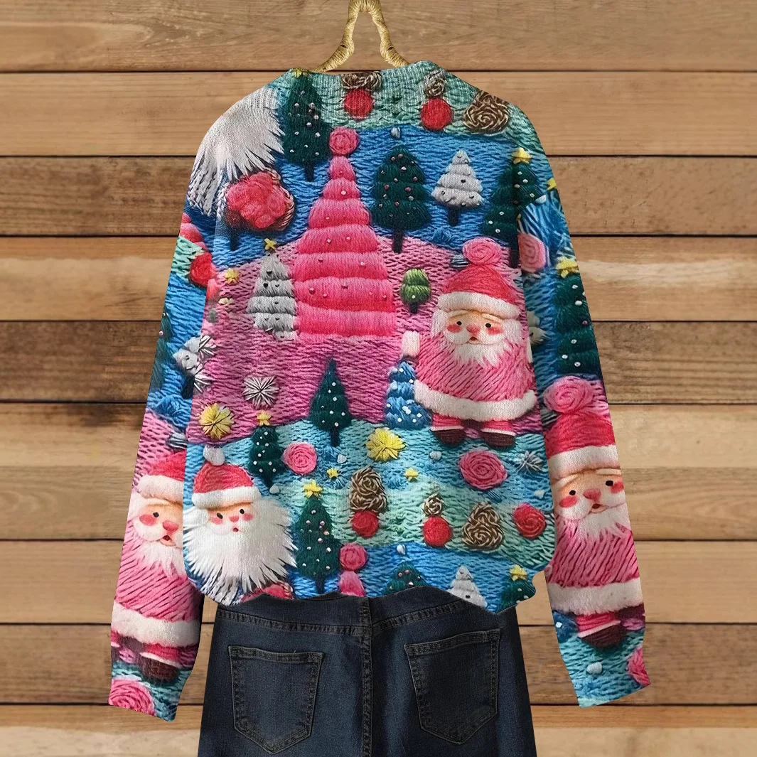 Топ с принтом Санта-Клауса женский вязаный свитер одежда Рождеством женские