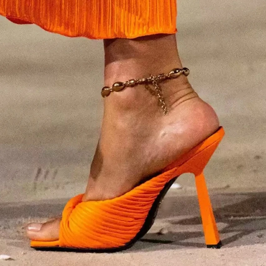 

Женские шлепанцы с открытым носком, летние сандалии на высоком каблуке, туфли-лодочки, сланцы, Размеры 35-42, 2022