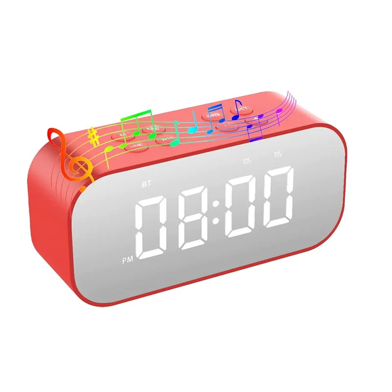For Bedroom/office,digital Clock With Bluetooth Speaker,alarm Clock For Heavy Sleepers Adults/teens Red