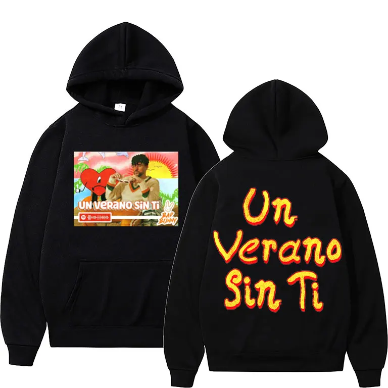 

HOT SALE Bad Bunny UN VERANO SIN TI Music Album Double Sided Graphics Print Sweatshirt Men Women Cotton Hoodies Men's Streetwear