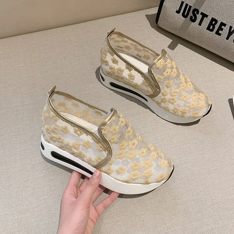 

Hidden Wedge Sneakers Women Gold Silver Women Casual Shoes Walking Summer Sneakers on Platform Shoes Zapatillas Mujer