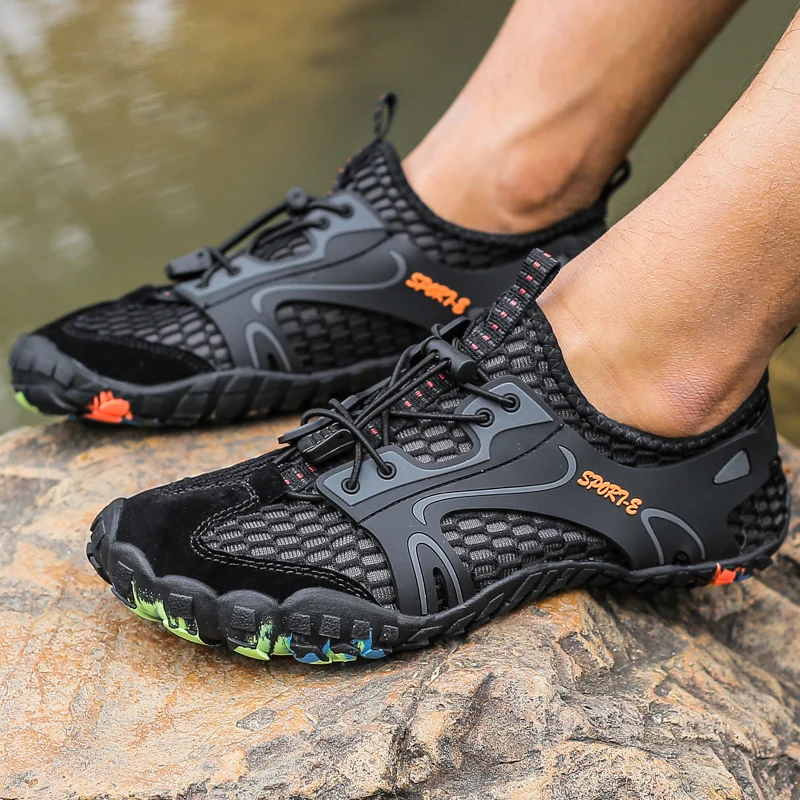 Men Hiking Shoes Suede + Mesh Outdoor Man Breathable Sneakers Climbing Shoes Wading Shoes Quick-dry Water Shoes