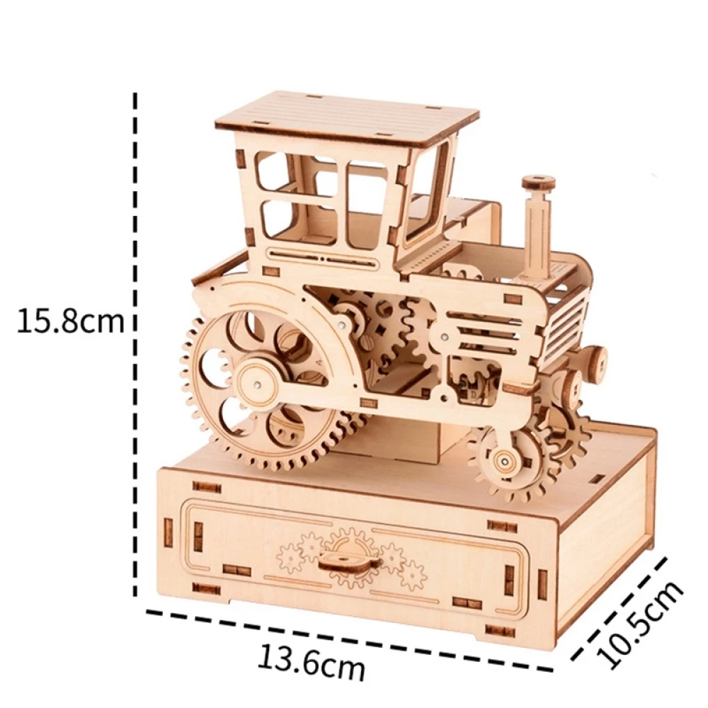 

Wooden Carved Harvester Clockwork Music Box DIY Jigsaw Puzzle Toy Pen Holder Music Boxes Birthday Christmas New Year Gift