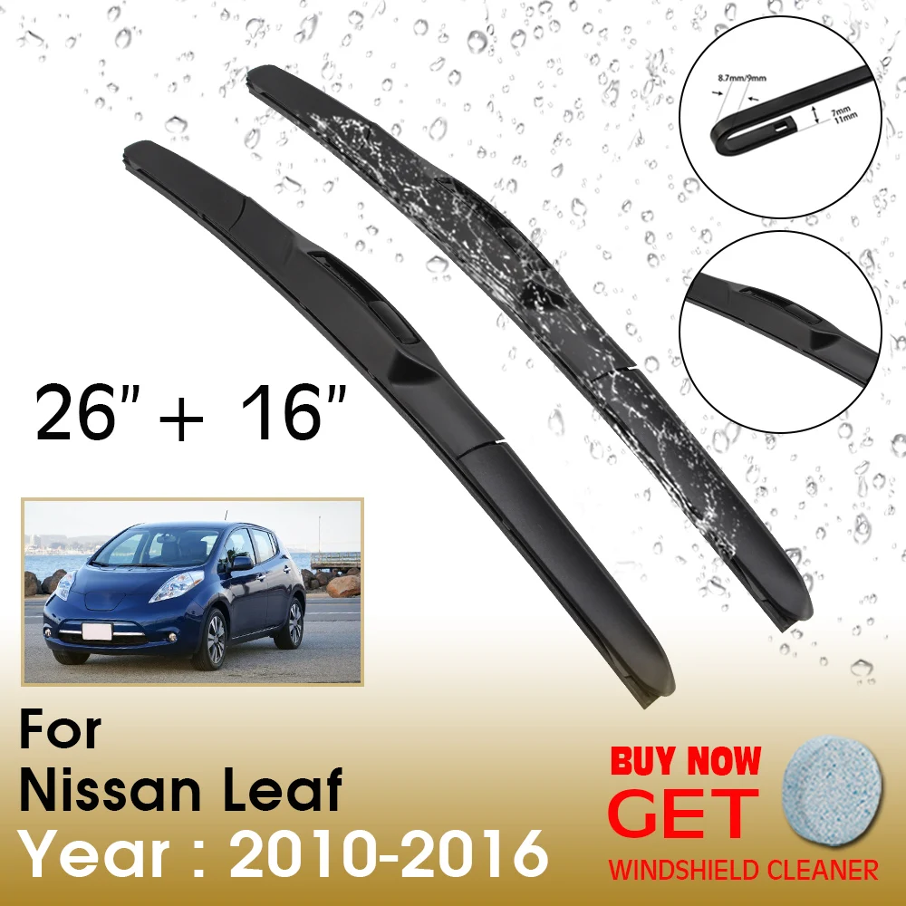 

Car Wiper Blade For Nissan Leaf 26"+16" 2010-2016 Front Window Washer Windscreen Windshield Wipers Blades Accessories