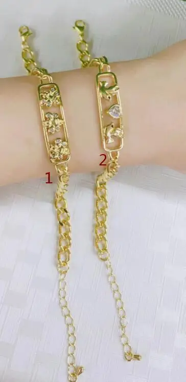 

Золотые кубинские звенья-бабочки, браслет-цепочка, медный браслет с кристаллами циркония, позолоченные ювелирные изделия для женщин