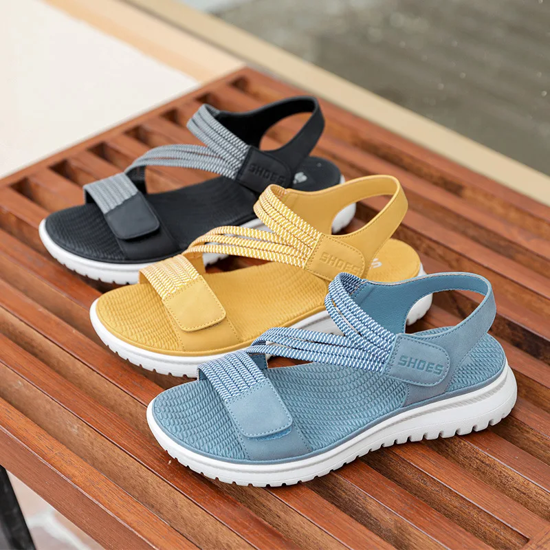 2022 Fashion Brand Beach Sandals Women Thick Sole Summer Shoes Casual Women Sandals Soft Yellow Plus Size 41 42